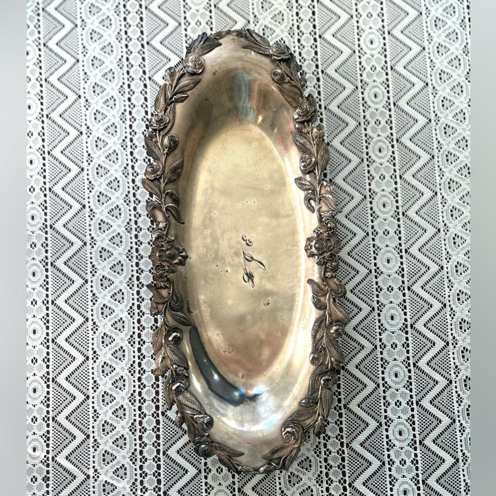 Ornate Quadruple Silver Plated Oval Tray